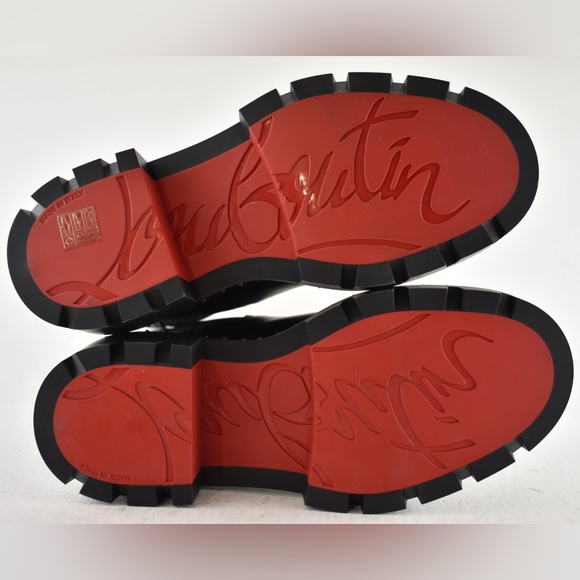 Christian Louboutin St Emilia Pyraclou Flat Black Calf Chelsea Lug Ankle Boot 39 - Picture 16 of 16